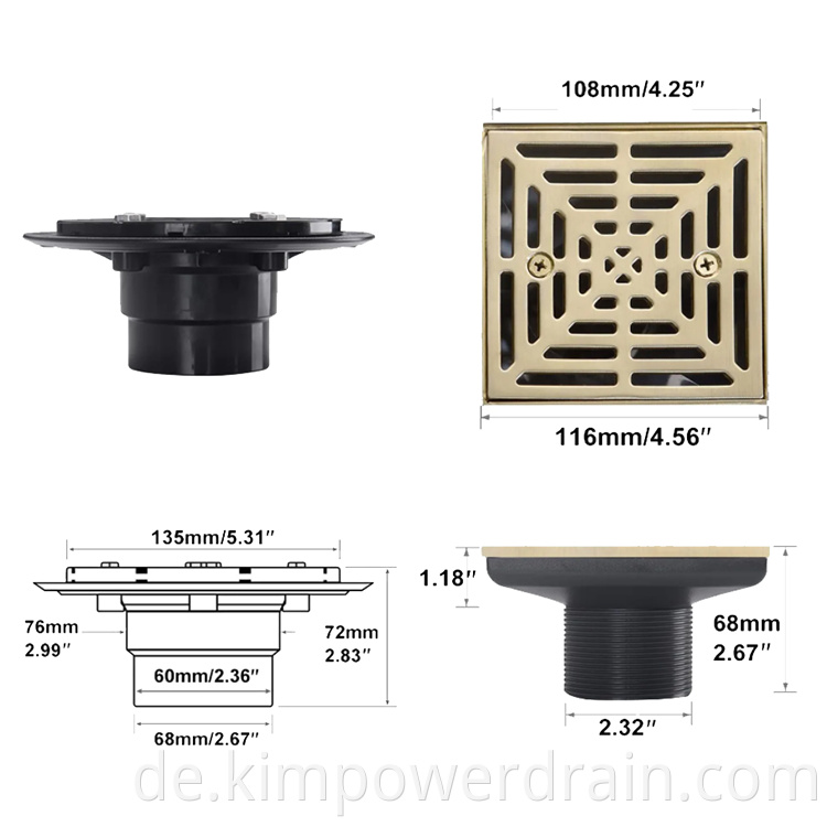 square shower drain